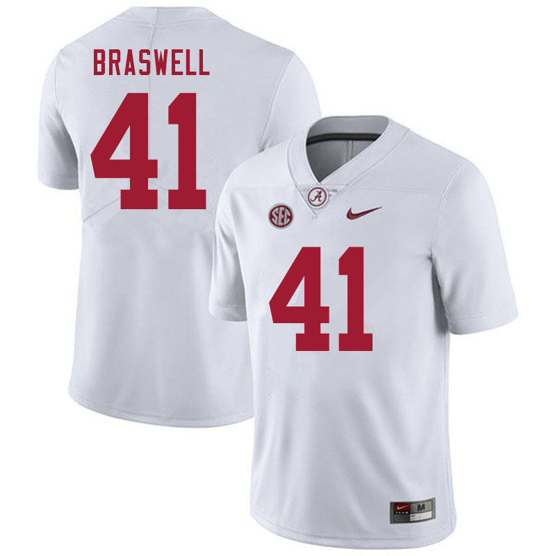 Men #41 Chris Braswell Alabama White Tide College Football Jerseys Sale-White